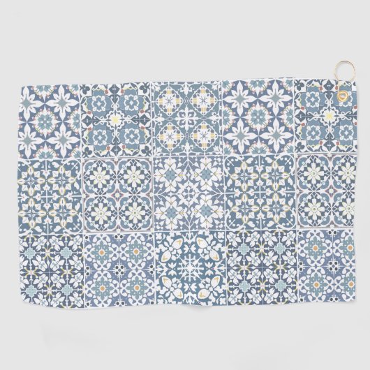 Mediterranean Tiles, Moroccan, Majolica, Azulejo Golfhanddoek (Horizontaal)