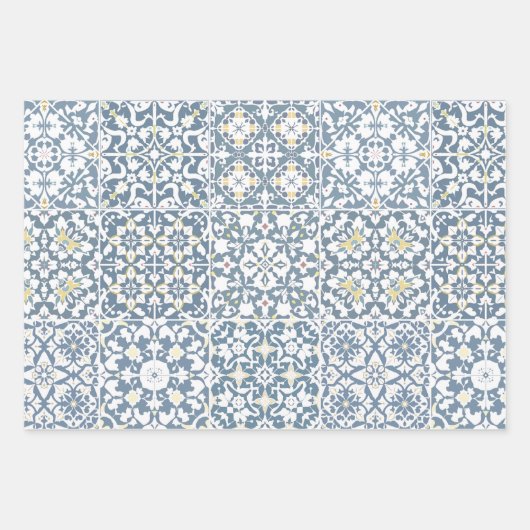 Mediterranean Tiles, Moroccan, Majolica, Azulejo Inpakpapier Vel (Voorkant)