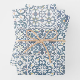 Mediterranean Tiles, Moroccan, Majolica, Azulejo Inpakpapier Vel