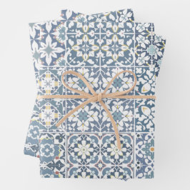 Mediterranean Tiles, Moroccan, Majolica, Azulejo Inpakpapier Vel