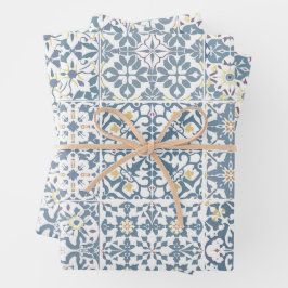 Mediterranean Tiles, Moroccan, Majolica, Azulejo Inpakpapier Vel