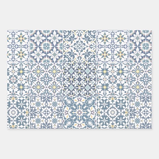 Mediterranean Tiles, Moroccan, Majolica, Azulejo Inpakpapier Vel (Voorkant 3)