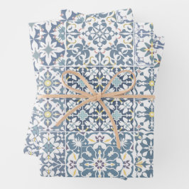 Mediterranean Tiles, Moroccan, Majolica, Azulejo Inpakpapier Vel
