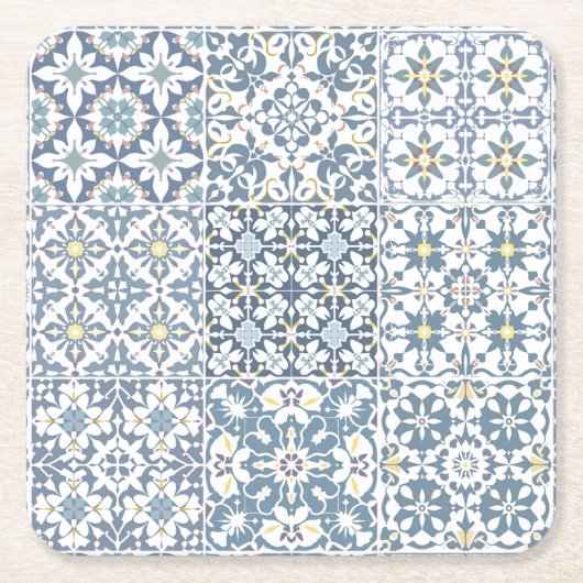 Mediterranean Tiles, Moroccan, Majolica, Azulejo Kartonnen Onderzetters (Voorkant)
