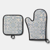 Mediterranean Tiles, Moroccan, Majolica, Azulejo Ovenwant & Pannenlap Set (Voorkant)