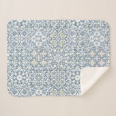 Mediterranean Tiles, Moroccan, Majolica, Azulejo Sherpa Deken (Voorkant (horizontaal))