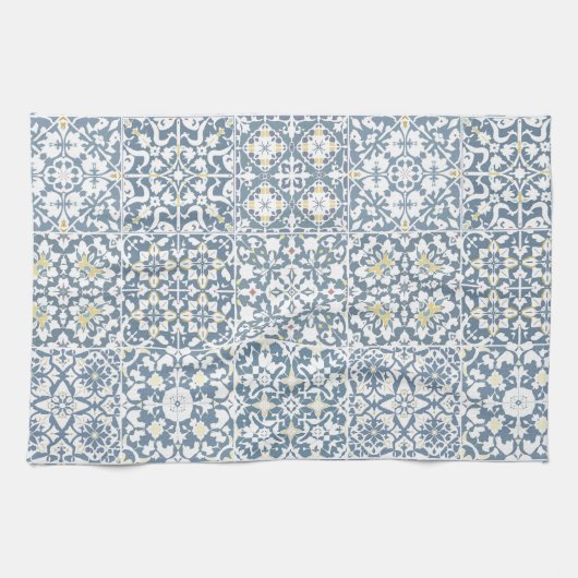 Mediterranean Tiles, Moroccan, Majolica, Azulejo Theedoek (Horizontaal)