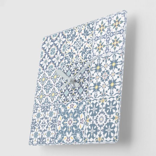 Mediterranean Tiles, Moroccan, Majolica, Azulejo Vierkante Klok (Hoek)