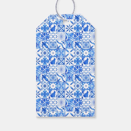 Mediterranean Tiles Summer Wedding Cadeaulabel (Achterkant)