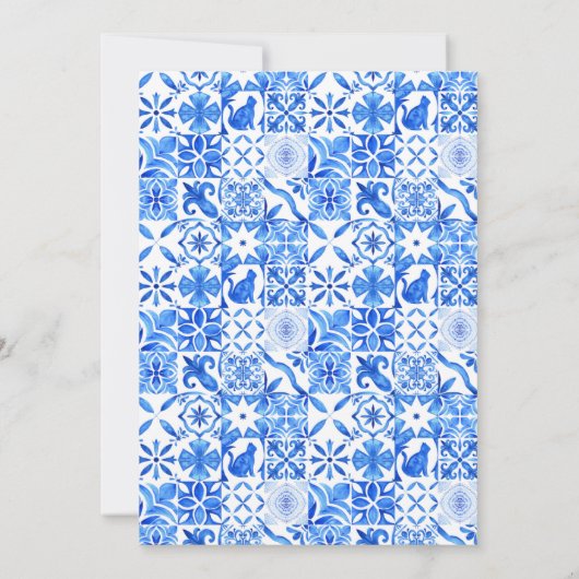 Mediterranean Tiles Summer Wedding with Lemons  Kaart (Achterkant)