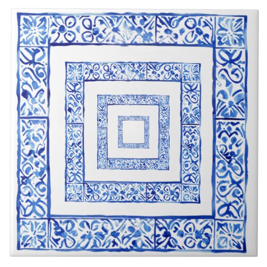 Mediterranean Tuscan Rustic Geometric  Tegeltje (Voorkant)
