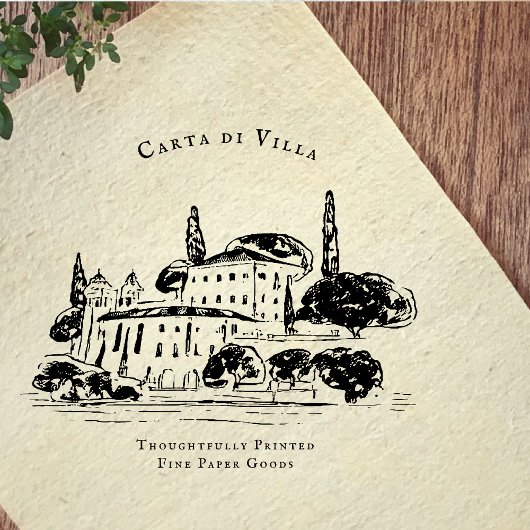 Mediterranean Villa Illustration Branding Rubberstempel
