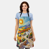 Mediterranean Village Painting Schort (Gedragen)