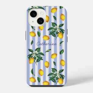 Mediterranean Vintage Citroen Blauwe Strepen Naam iPhone 14 Hoesje