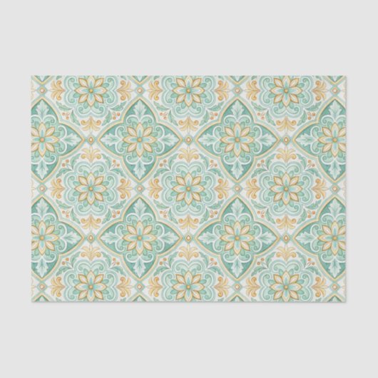 Mediterranean Vintage Damask Tile Pattern Tissuepapier (Voorkant)