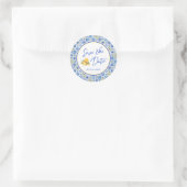 Mediterranean Wedding Save The Date Envelope Seal Ronde Sticker (Tas)