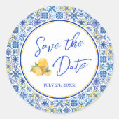 Mediterranean Wedding Save The Date Envelope Seal Ronde Sticker (Voorkant)