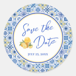 Mediterranean Wedding Save The Date Envelope Seal Ronde Sticker