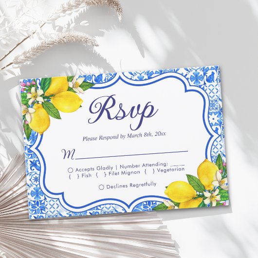 Mediterranean Wedding Style with Italian Tiles RSVP Kaartje