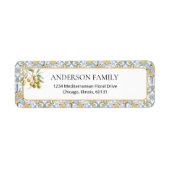 Mediterranean Yellow Blue Tegel Retouradres Etiket (Voorkant)