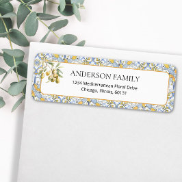 Mediterranean Yellow Blue Tegel Retouradres Etiket