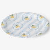 Mediterranean Yellow Lemon Blue Bows Baby shower Papieren Bordje (Gekanteld)