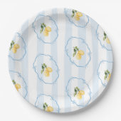 Mediterranean Yellow Lemon Blue Bows Baby shower Papieren Bordje (Voorkant)