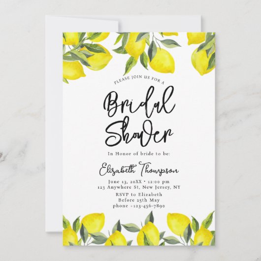 Mediterranean Yellow Lemon Bridal shower Kaart (Voorkant)