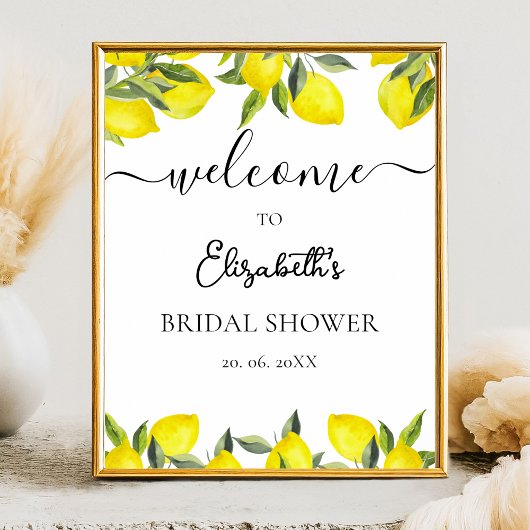 Mediterranean Yellow Lemon Bridal shower Poster