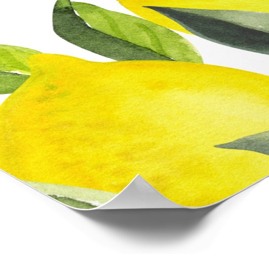 Mediterranean Yellow Lemon Bridal shower Poster (Hoek)