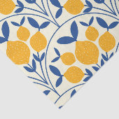 Mediterranean Yellow Lemons on Blue scallop shapes Tissuepapier (Detail)