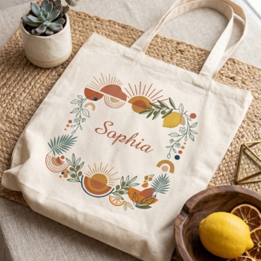 Mediterranean Zon en Citrus Terracotta Aangepaste  Tote Bag