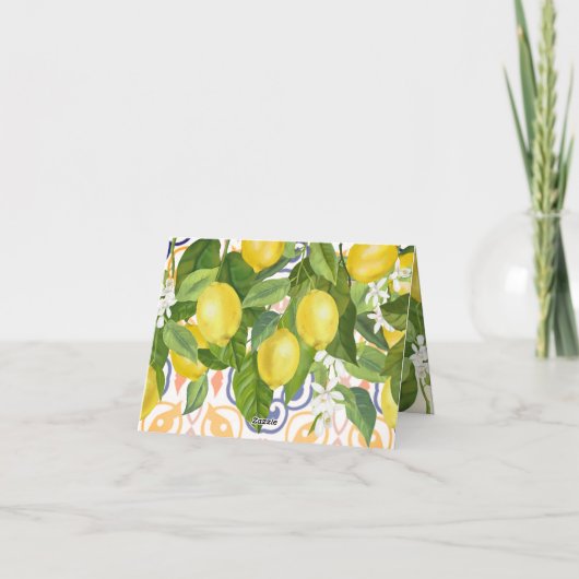 Mediterrannean Lemon Main Squeeze Baby shower Bedankkaart (Achterkant)