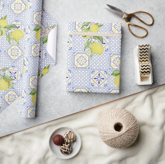 Mediterrenean Citrus Lemon pattern Cadeaupapier (Crafts)
