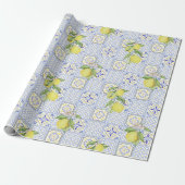 Mediterrenean Citrus Lemon pattern Cadeaupapier (Uitgerold)