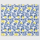 Mediterrenean Citrus Lemon pattern Cadeaupapier (Vlak)