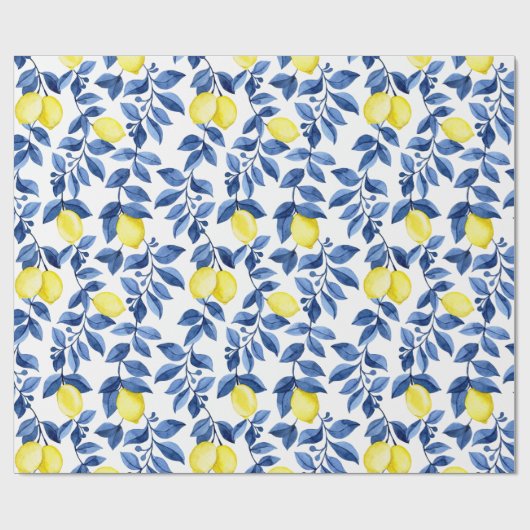 Mediterrenean Citrus Lemon pattern Cadeaupapier (Vlak)