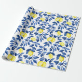 Mediterrenean Citrus Lemon pattern Cadeaupapier (Uitgerold)
