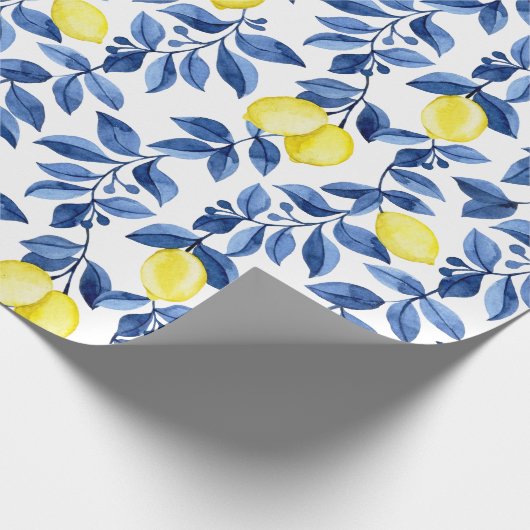 Mediterrenean Citrus Lemon pattern Cadeaupapier (Hoek)