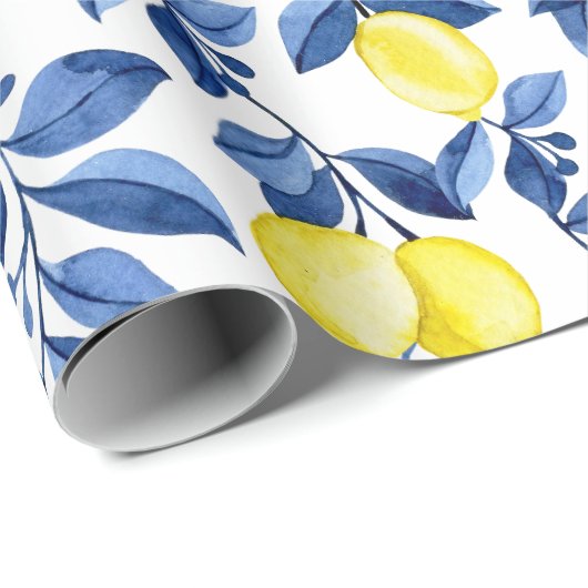 Mediterrenean Citrus Lemon pattern Cadeaupapier (Rol Hoek)