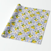Mediterrenean Citrus Lemon pattern Cadeaupapier (Uitgerold)