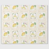 Mediterrenean Citrus Lemon pattern Cadeaupapier (Vlak)