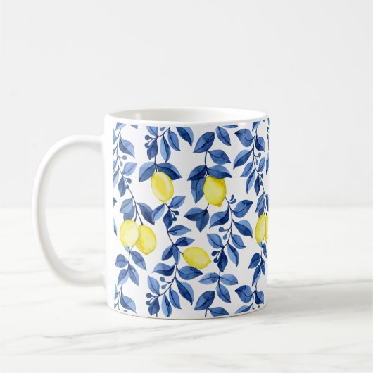 Mediterrenean Citrus Lemon pattern Koffiemok (Links)
