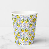 Mediterrenean Citrus Lemon pattern Paper Cups Papieren Bekers (Rechts)