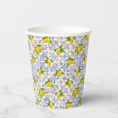 Mediterrenean Citrus Lemon pattern Paper Cups Papieren Bekers (Voorkant)