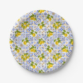 Mediterrenean Citrus Lemon pattern Papieren Bordje (Voorkant)