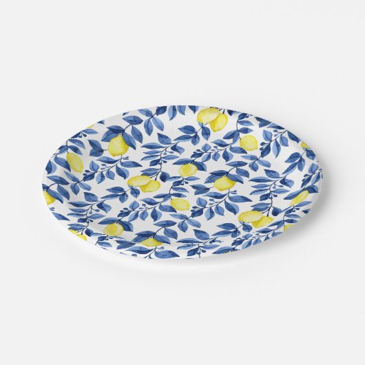 Mediterrenean Citrus Lemon pattern Papieren Bordje (Gekanteld)