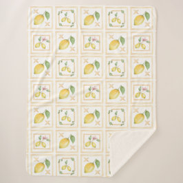 Mediterrenean Citrus Lemon pattern Sherpa Deken