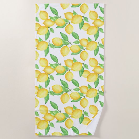 Mediterrenean Citrus Lemon pattern Strandlaken (Voorkant)