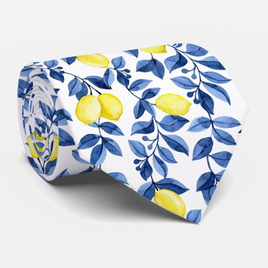 Mediterrenean Citrus Lemon pattern Stropdas (Opgerold)